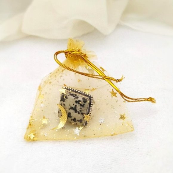 Square Ring Dalmatian Jasper Mauve BlackDot Silver - Picture 8 of 10